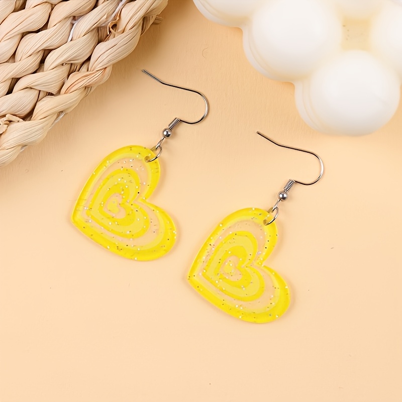2pcs Valentine's Day Glitter Heart Acrylic Earrings Set